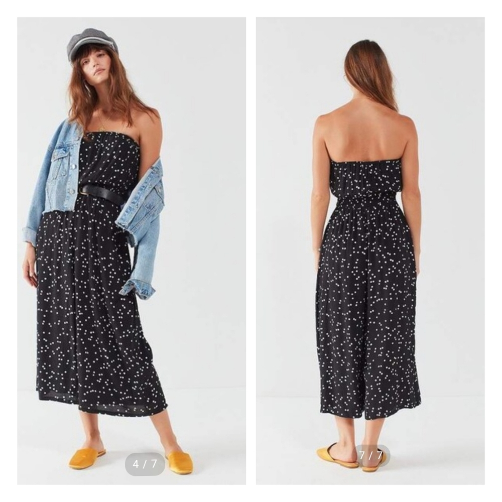 Anthropologie Silence + Noise Jackson Strapless Polka Dot Jumpsuit size M